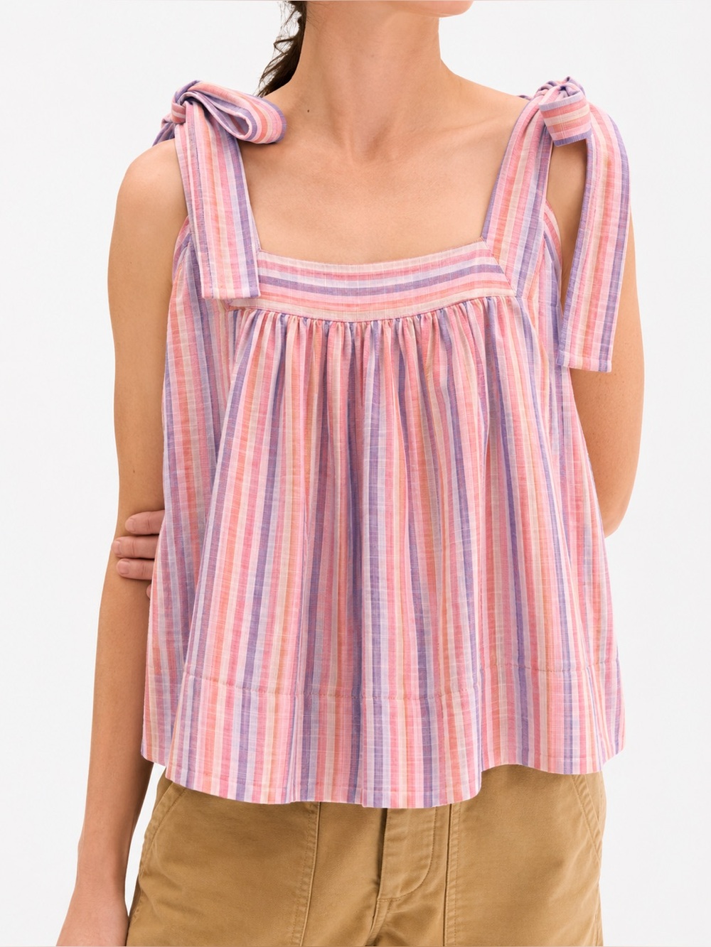 GAP Striped Tie-Shoulder Tank in Pink, Purple & Peach